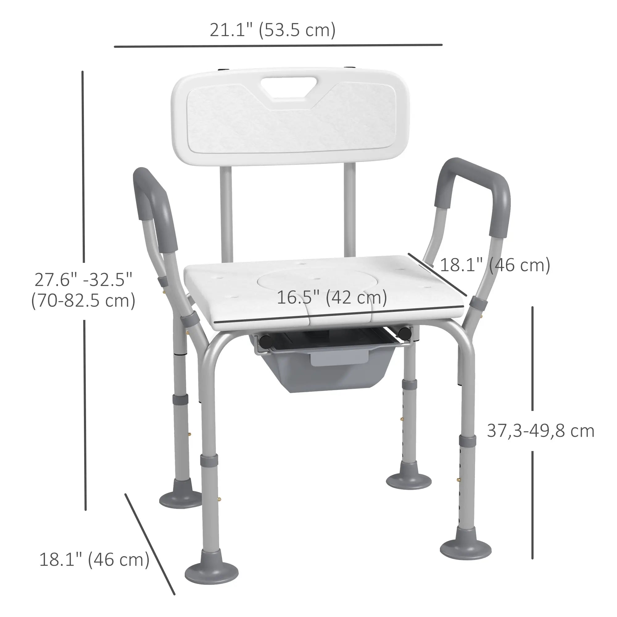 3-in-1 Shower Chair with Back, Adjustable Commode, Raised Toilet Seat Bath Chairs at Gallery Canada