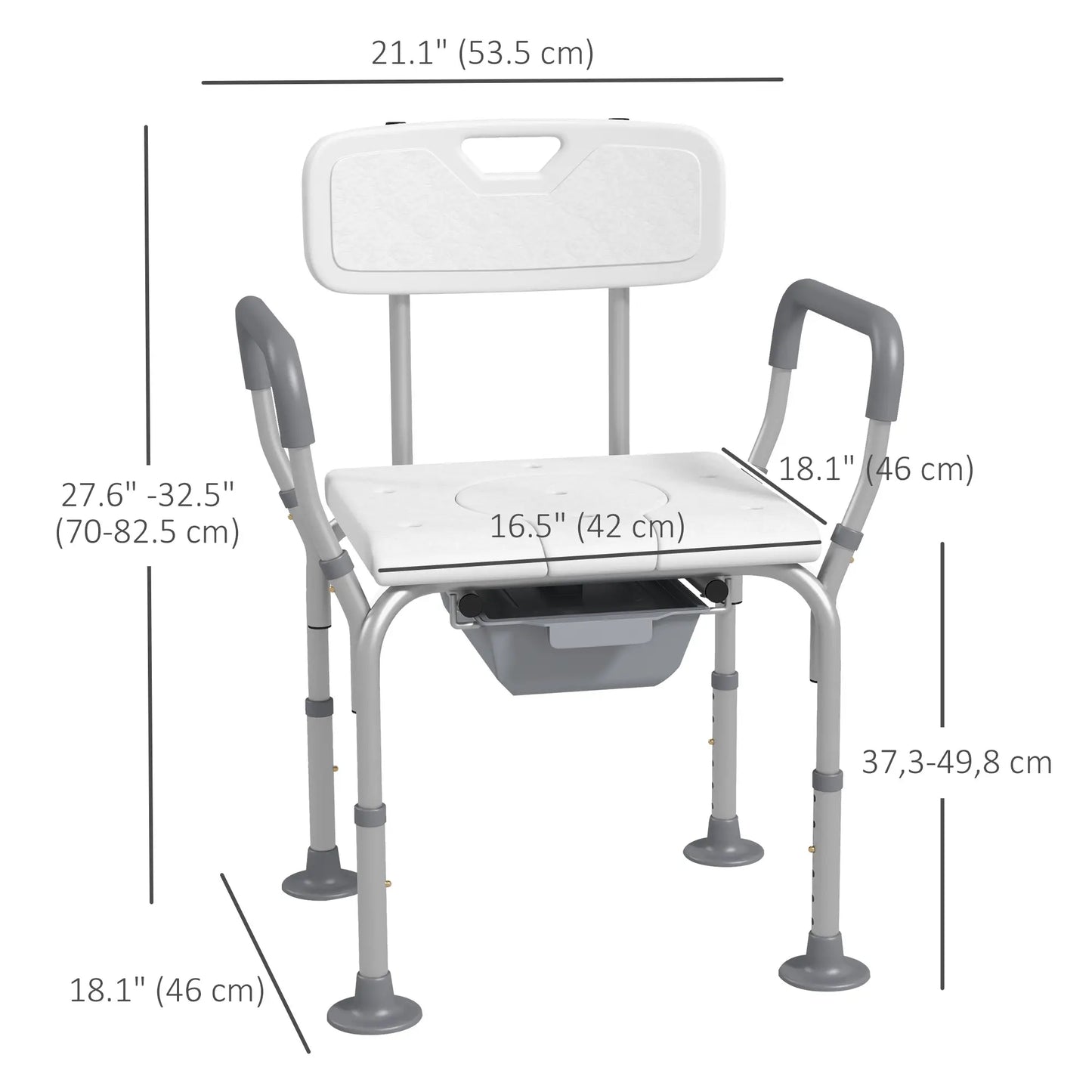3-in-1 Shower Chair with Back, Adjustable Commode, Raised Toilet Seat Bath Chairs at Gallery Canada