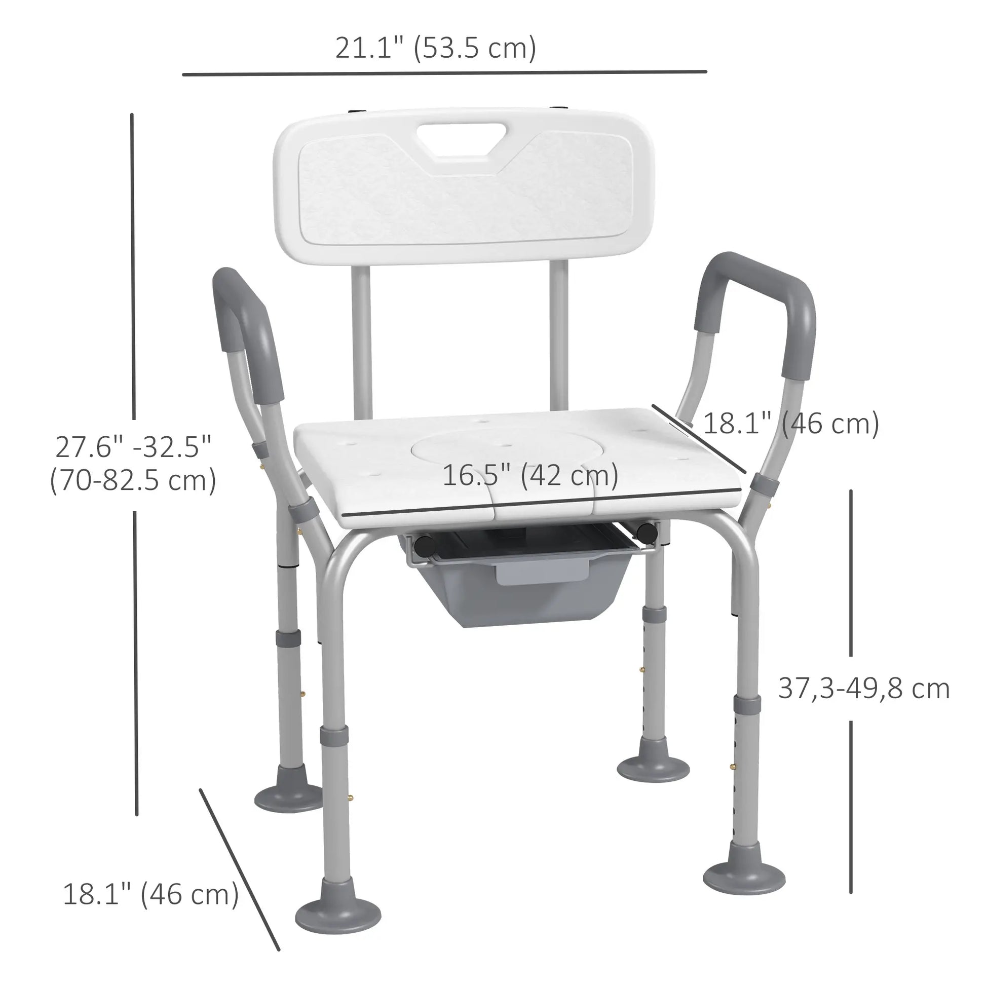 3-in-1 Shower Chair with Back, Adjustable Commode, Raised Toilet Seat Bath Chairs at Gallery Canada