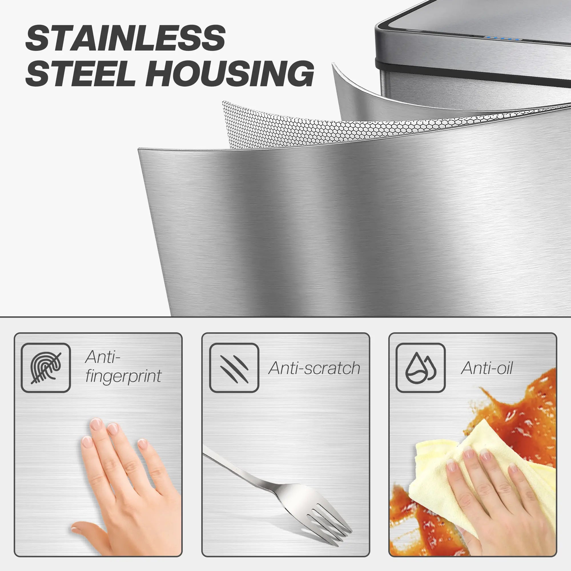 15.9 Gallon Sensor Can, Automatic Garbage Can, Stainless Steel, Silver Household Supplies at Gallery Canada