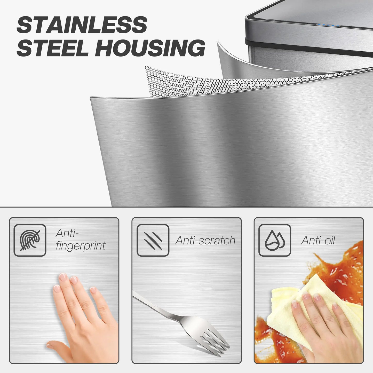 15.9 Gallon Sensor Can, Automatic Garbage Can, Stainless Steel, Silver Household Supplies at Gallery Canada