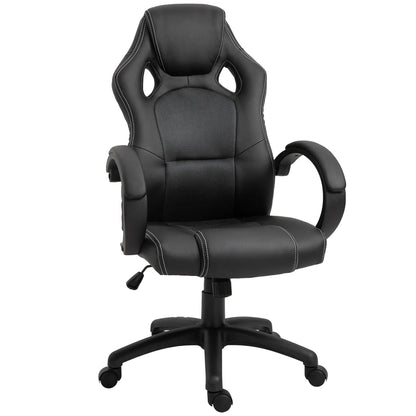 Chaise de jeu de course, Roues pivotantes, Appuie-tête rembourré, Fonction d'inclinaison, Gris