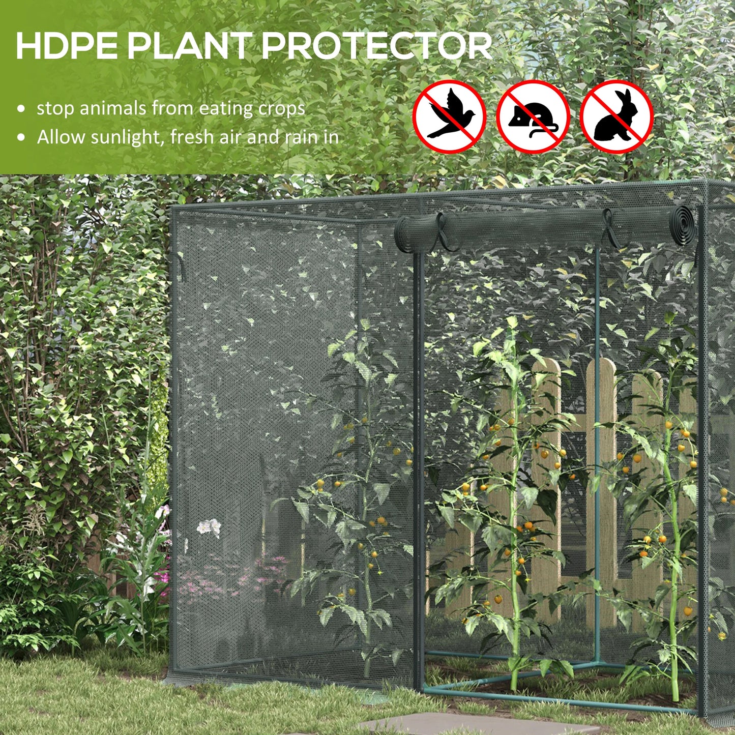 6.5 x 3.3ft Crop Cage, Plant Protector, Zippered Door, Black Walk In Greenhouses at Gallery Canada