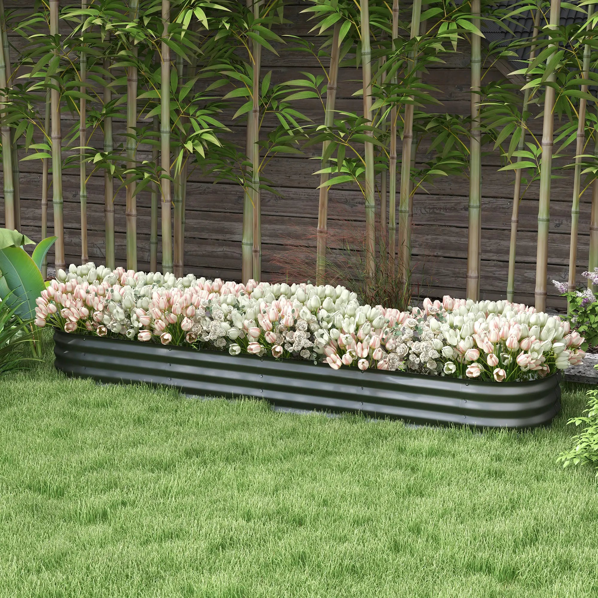 7.9 x 2 x 1ft Galvanized Raised Garden Bed, Metal Planter Box, Dark Grey Raised Garden Beds at Gallery Canada