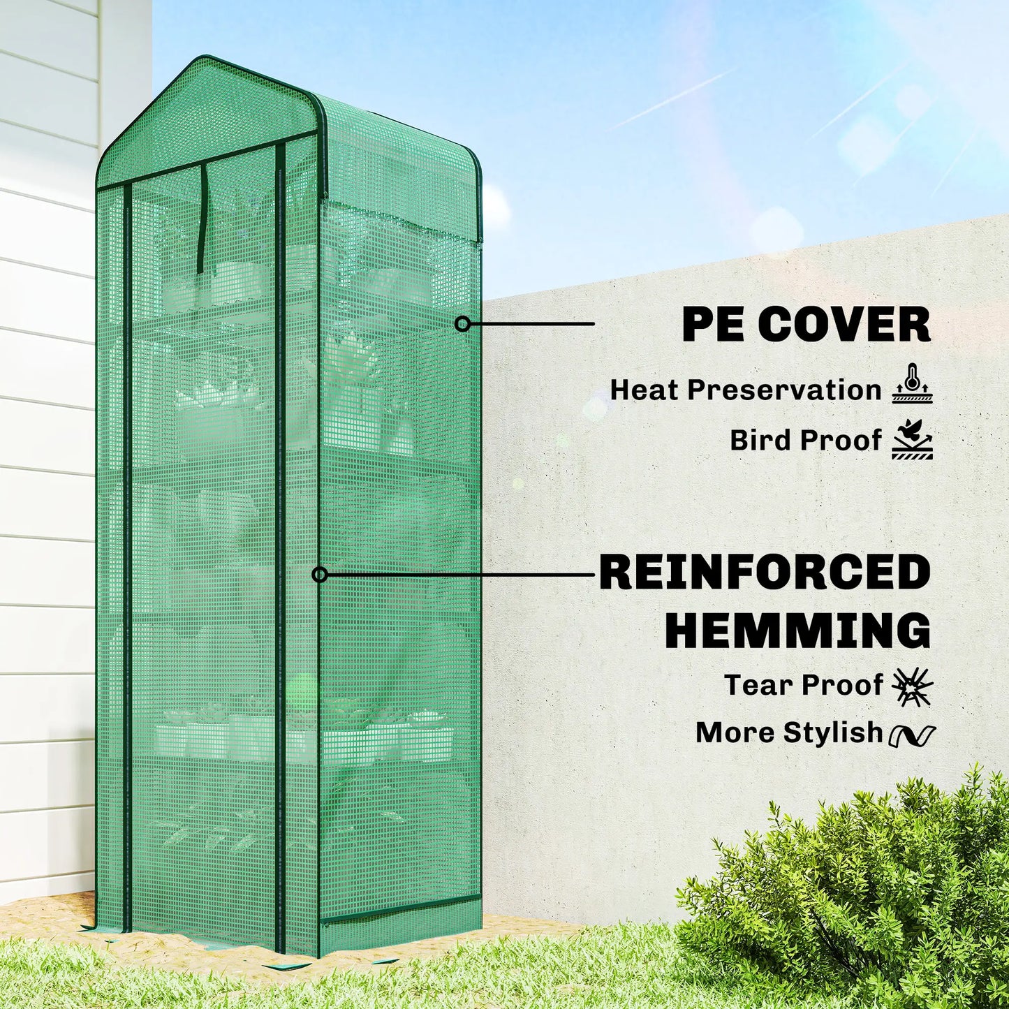 Mini Greenhouse With Screen Roof, 27.6" x 19.7" x 75.6", Green Portable Greenhouses at Gallery Canada