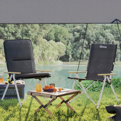 Portable Folding Camp Chairs 2 Pack, Padded Seat, High Back Recliner, Black Picnic Tables & Camping Chairs at Gallery Canada
