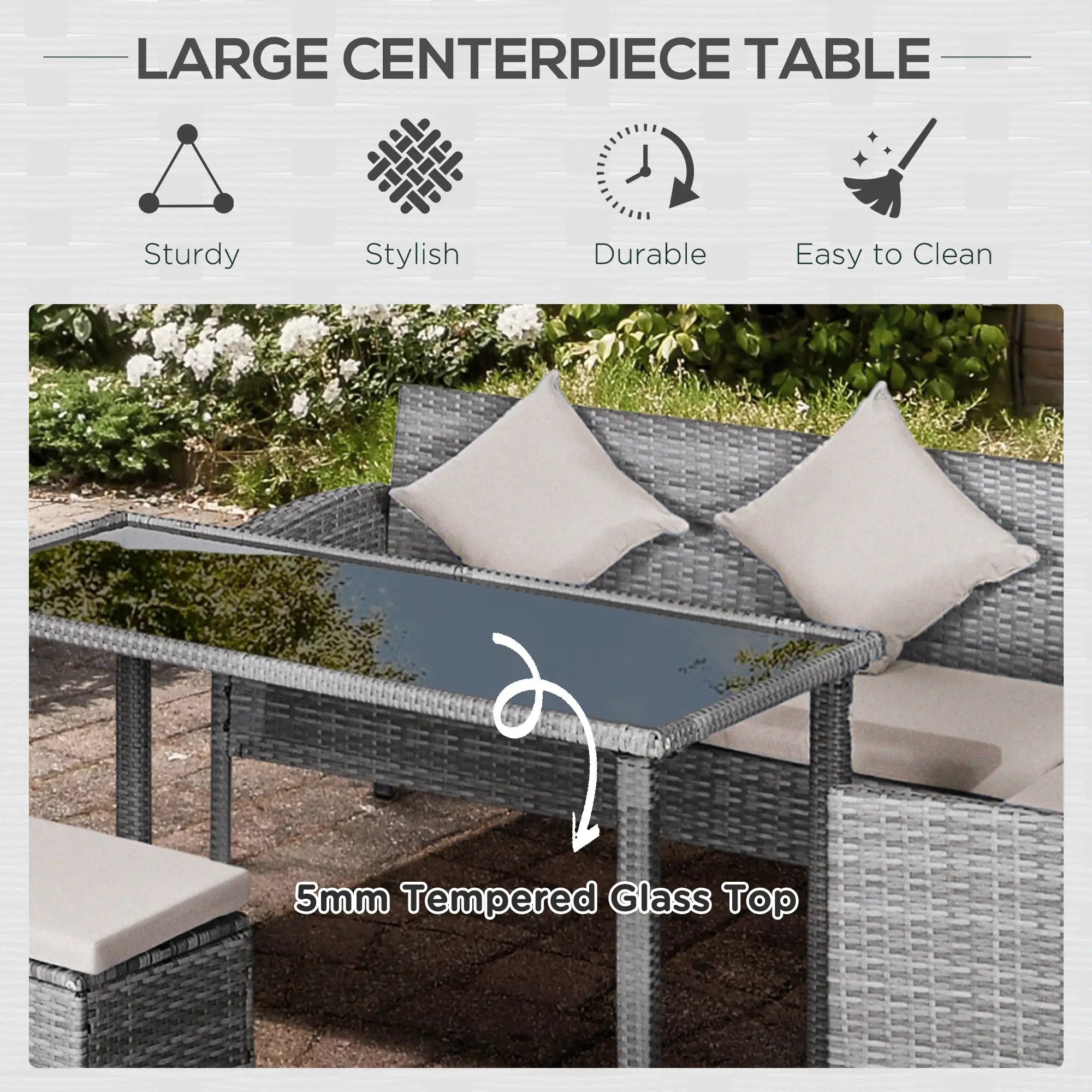 5-Piece Wicker Patio Set, Table, Ottomans, Cream White Patio Furniture Sets at Gallery Canada