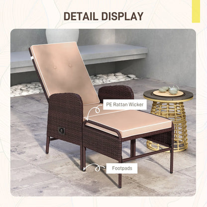 2 Pc Patio Reclining Chair Set with Stool, Cushions, Outdoor, Brown Patio Furniture Sets at Gallery Canada