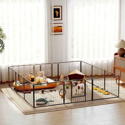 31.5"W Metal Dog Playpen, 23.5"H, 12 Panels, Indoor Outdoor Pet Fence Houses, Kennels & Pens at Gallery Canada