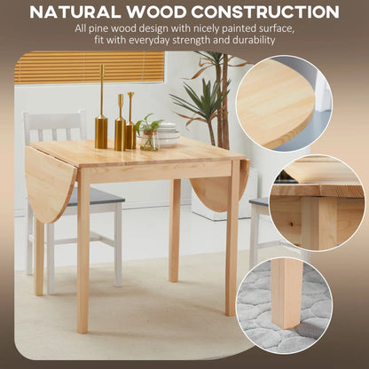 Solid Wood Drop Leaf Kitchen Table, Folding Dining Table, Natural Bar Tables & Dining Tables at Gallery Canada