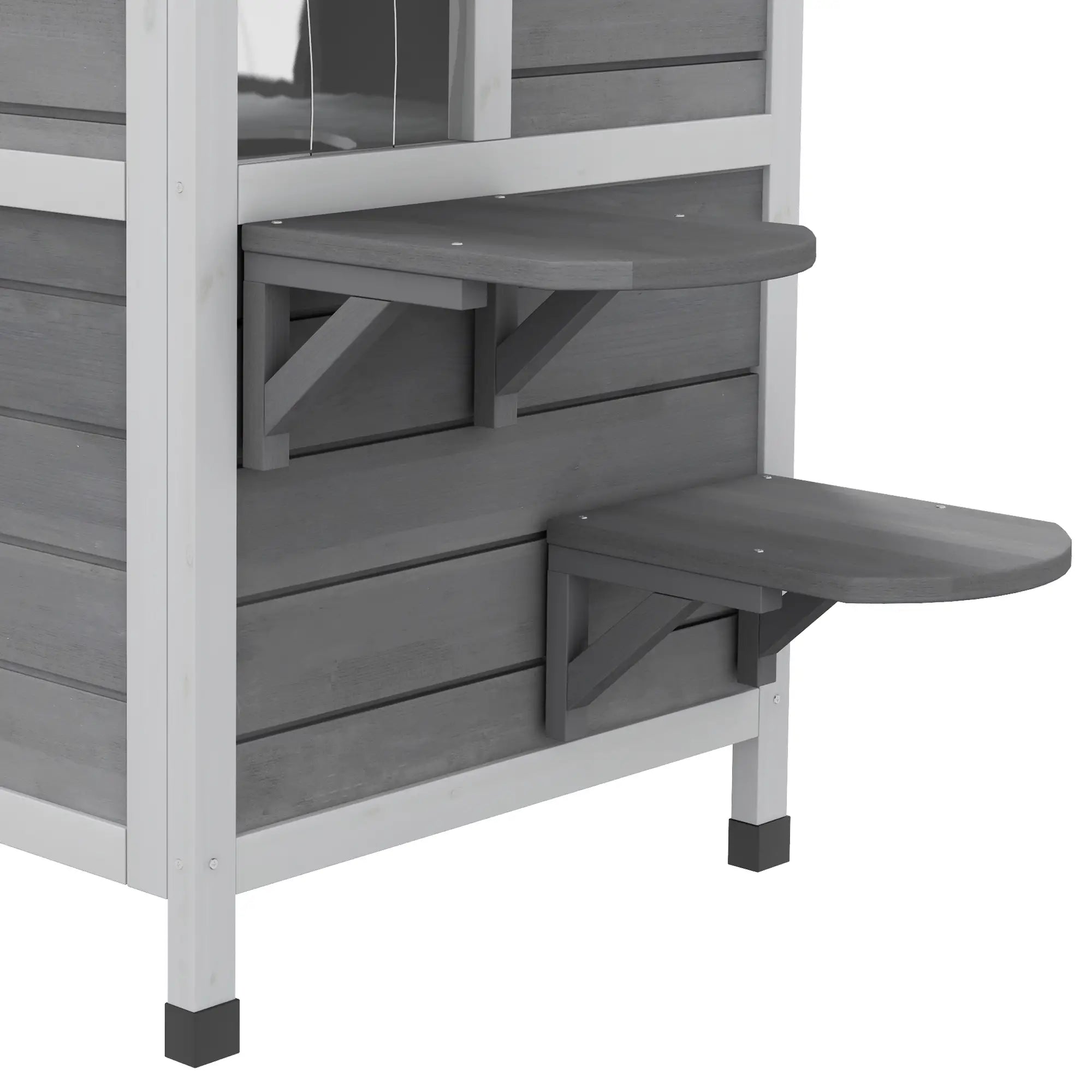 2-Storey Outdoor Cat House, Wooden Catio, Openable Roof, Grey Cat Houses at Gallery Canada