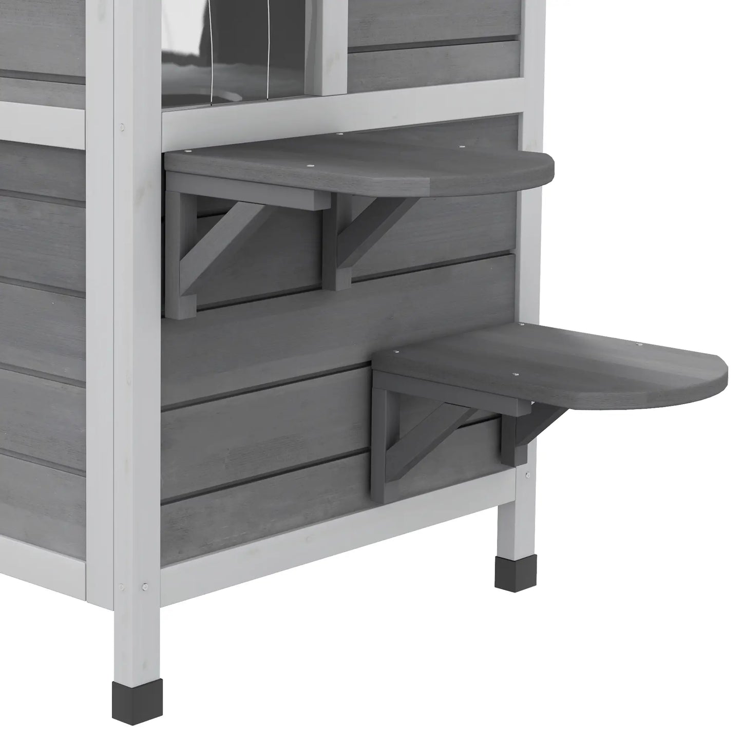 2-Storey Outdoor Cat House, Wooden Catio, Openable Roof, Grey Cat Houses at Gallery Canada