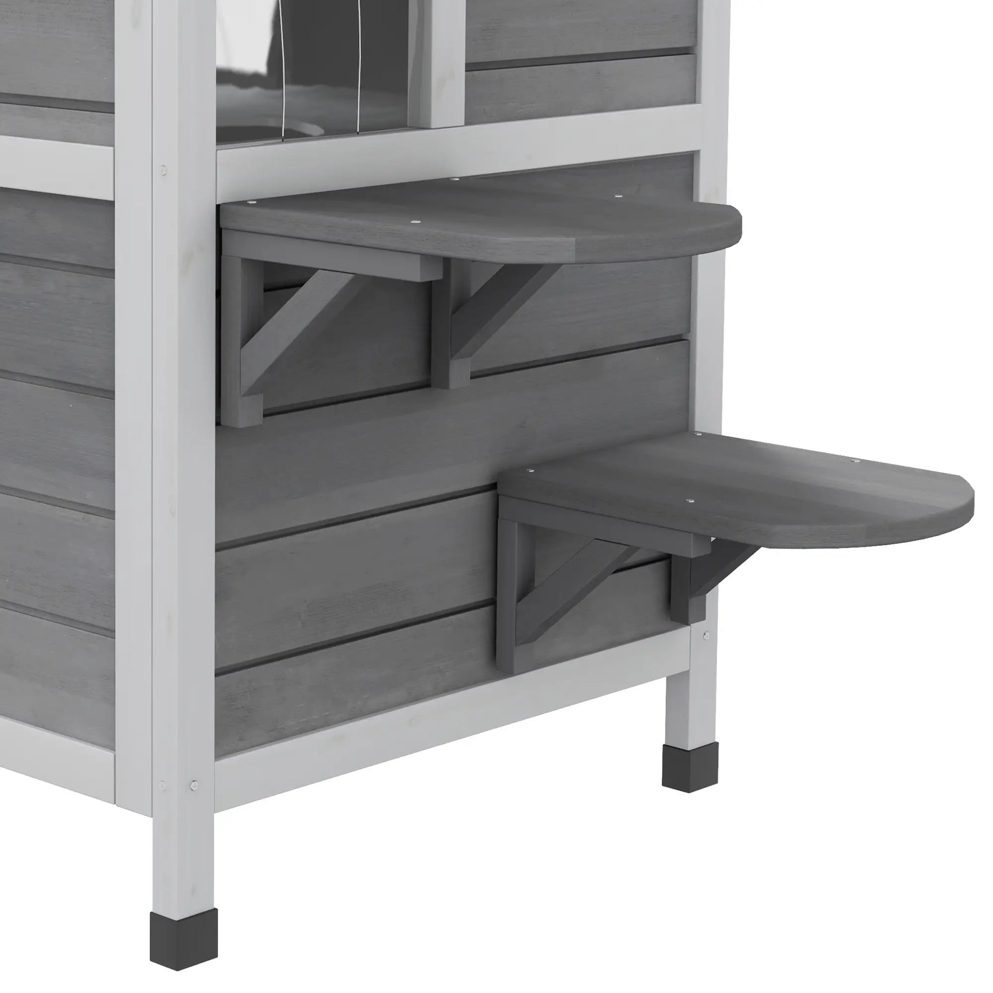 2-Storey Outdoor Cat House, Wooden Catio, Openable Roof, Grey Cat Houses at Gallery Canada