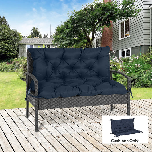 Porch Swing Cushion, Garden Bench Cushion with Backrest, Non-Slip 2-Seater, 39.4" x 38.6", Dark Blue Patio Chair Cushions Dark Blue at Gallery Canada