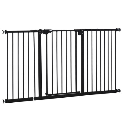 Pet Gate with Door, 30 Inch Tall, Includes Extensions Kit, Black Houses, Kennels & Pens Black at Gallery Canada