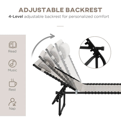 Outdoor Folding Lounge Chair, 4-Level Adjustable, Cream Lounger Chairs at Gallery Canada