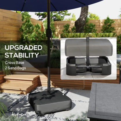 Double-Sided Patio Umbrella, 15ft, 48 LED Lights, Base Included, Dark Blue Double-sided Umbrellas at Gallery Canada