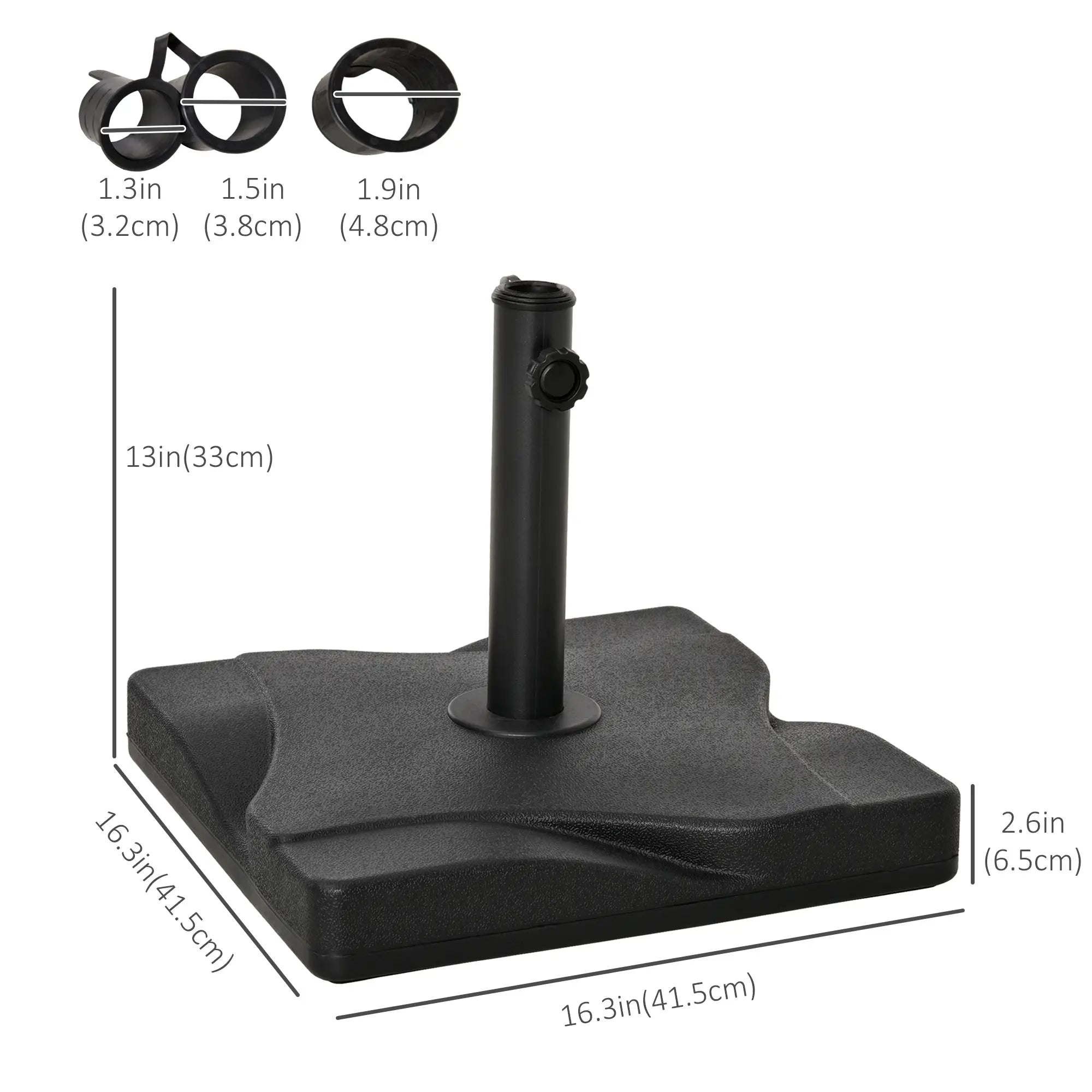Outdoor Square Cement Parasol Base, Fits Φ1.3