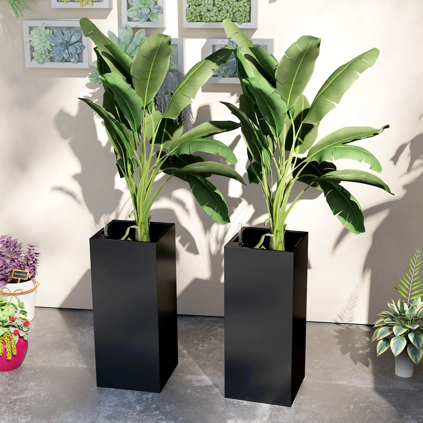 2 Pack 26 Inch Plastic Planter Box, Water Level Indicator, Black Garden Accessories at Gallery Canada