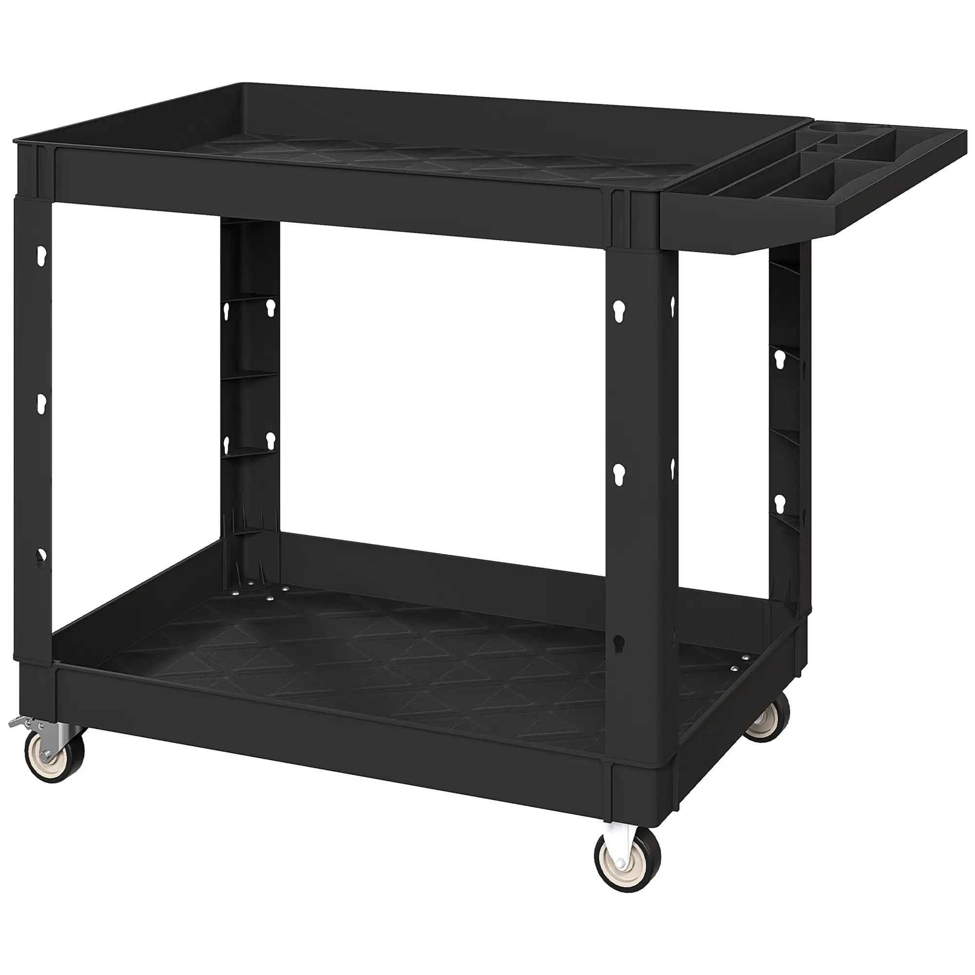 2-Tier Rolling Tool Cart, 500 LBS Capacity Plastic Utility Cart, Black Tool Organizers Black at Gallery Canada
