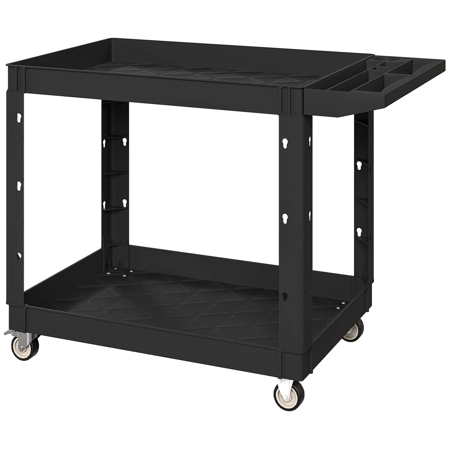 2-Tier Rolling Tool Cart, 500 LBS Capacity Plastic Utility Cart, Black Tool Organizers Black at Gallery Canada