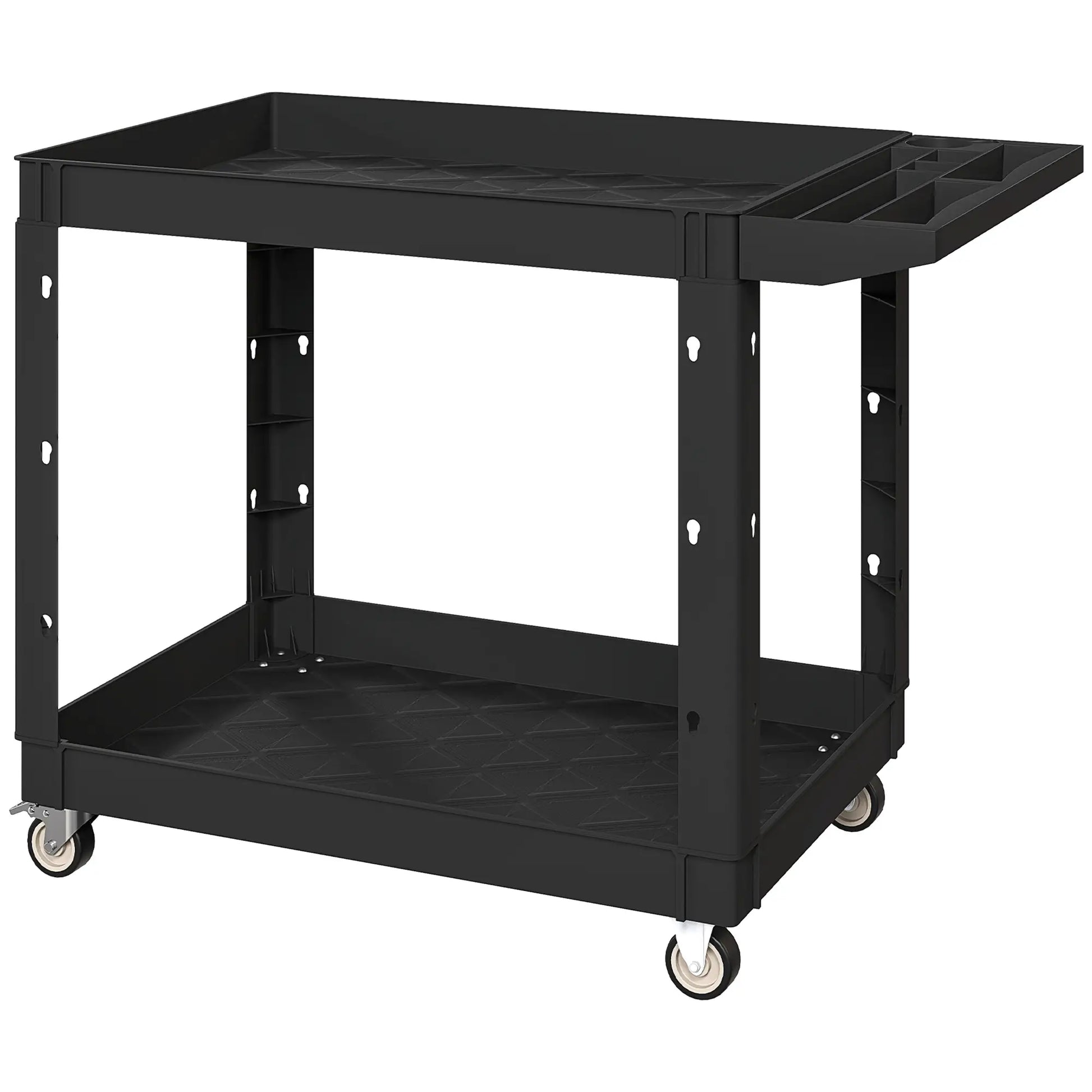 2-Tier Rolling Tool Cart, 500 LBS Capacity Plastic Utility Cart, Black Tool Organizers Black at Gallery Canada