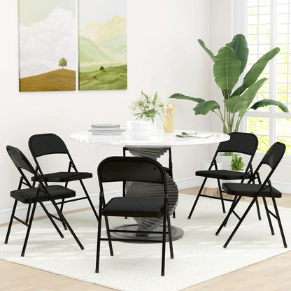 Set of 6 Metal Foldable Chairs, Linen Padded with Cushion Seat, Black Dining Chairs at Gallery Canada