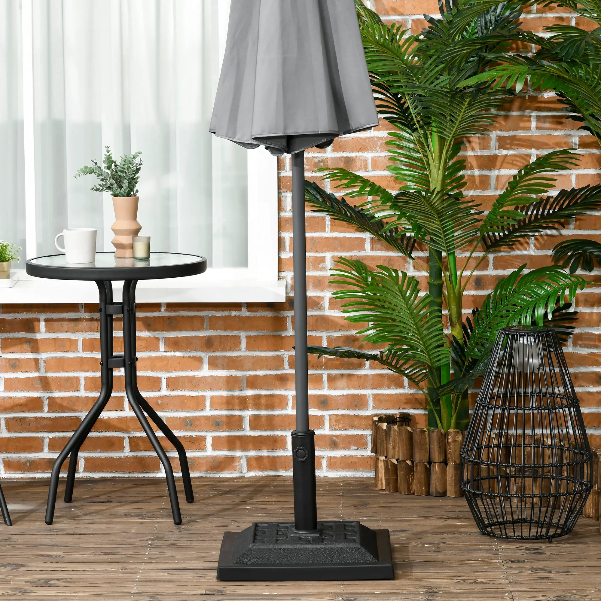 26 lb Heavy Duty Patio Umbrella Base, Square Resin Stand, Outdoor, Black Umbrella Bases at Gallery Canada