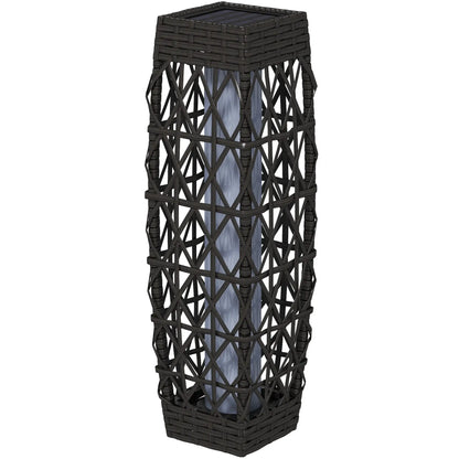 Solar LED Wicker Floor Lamp, IP44, Auto On/Off, Grey Solar Post Lamps Grey at Gallery Canada