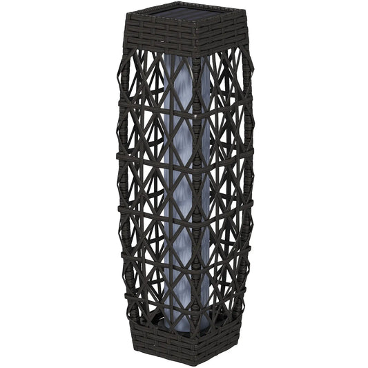 Solar LED Wicker Floor Lamp, IP44, Auto On/Off, Grey Solar Post Lamps Grey at Gallery Canada
