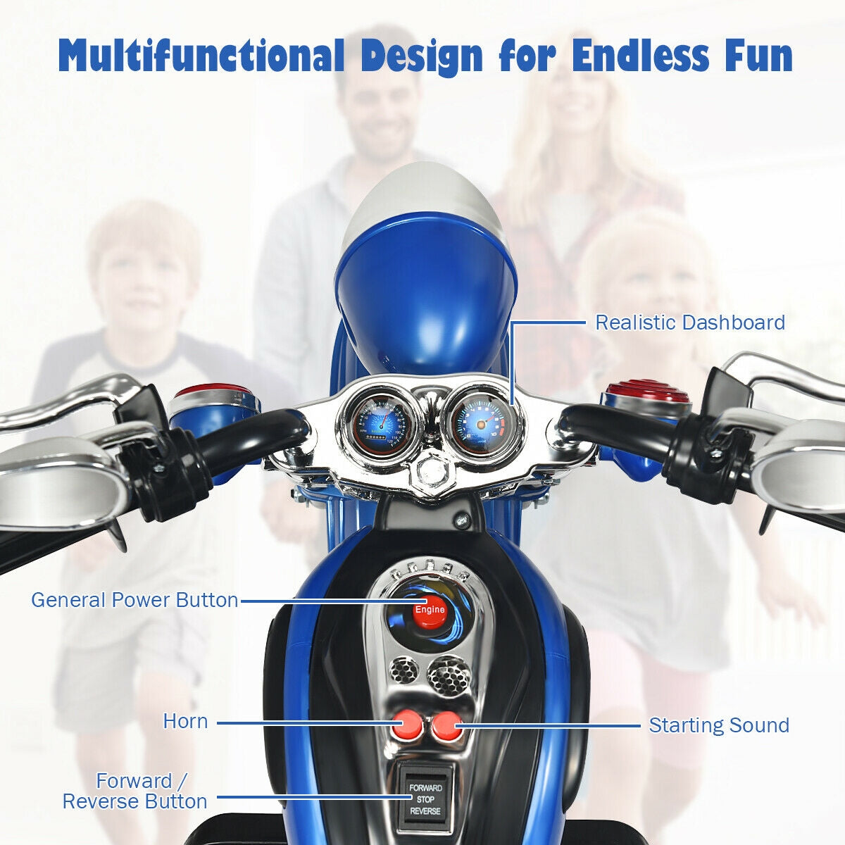 6V 3 Wheel Kids Motorcycle, Blue Powered Ride On Toys at Gallery Canada