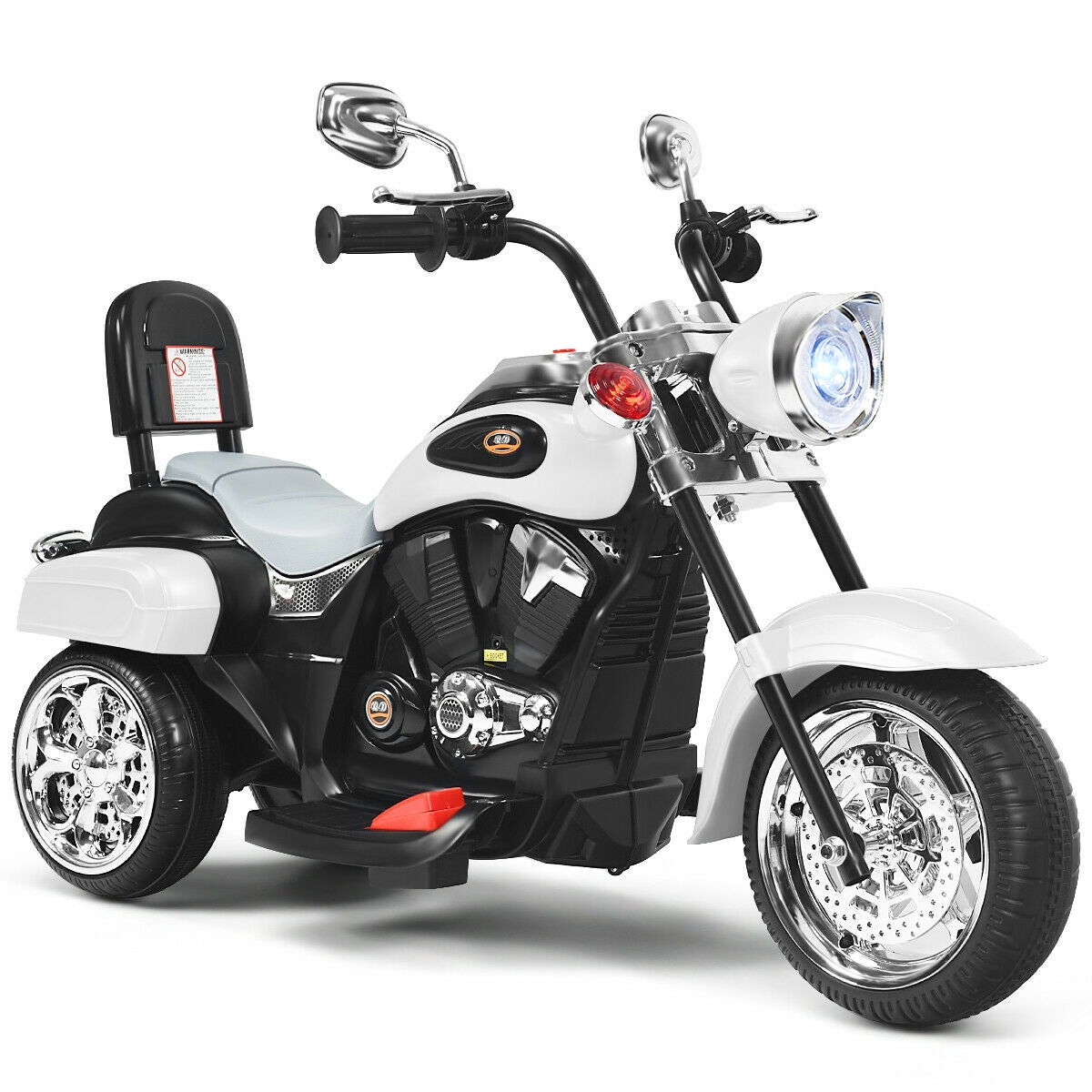 6V 3 Wheel Kids Motorcycle, White Powered Ride On Toys White at Gallery Canada