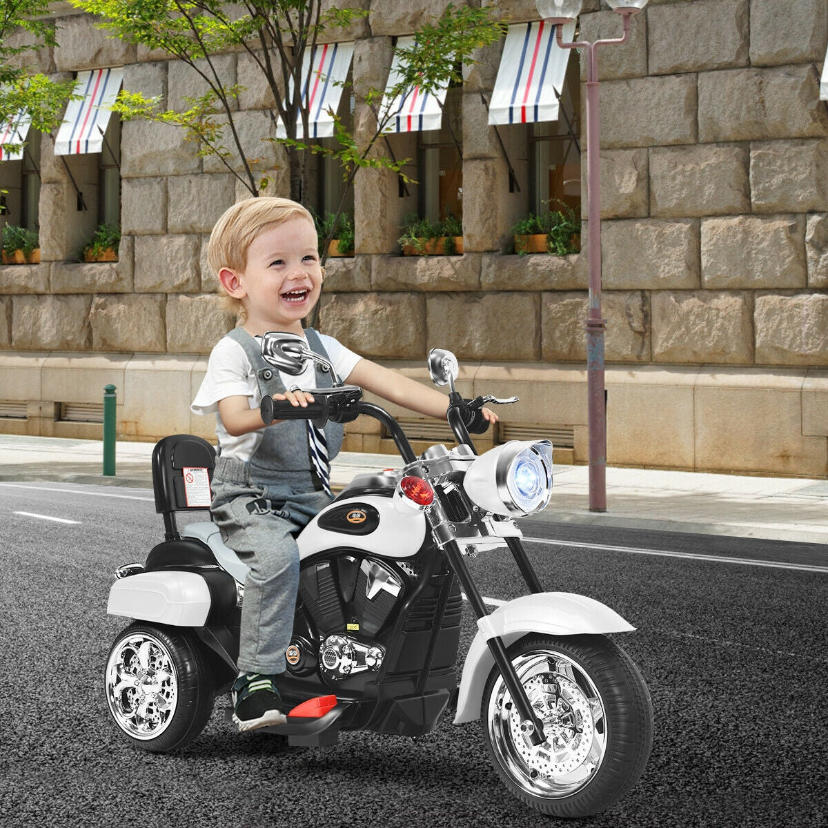 6V 3 Wheel Kids Motorcycle, White Powered Ride On Toys at Gallery Canada