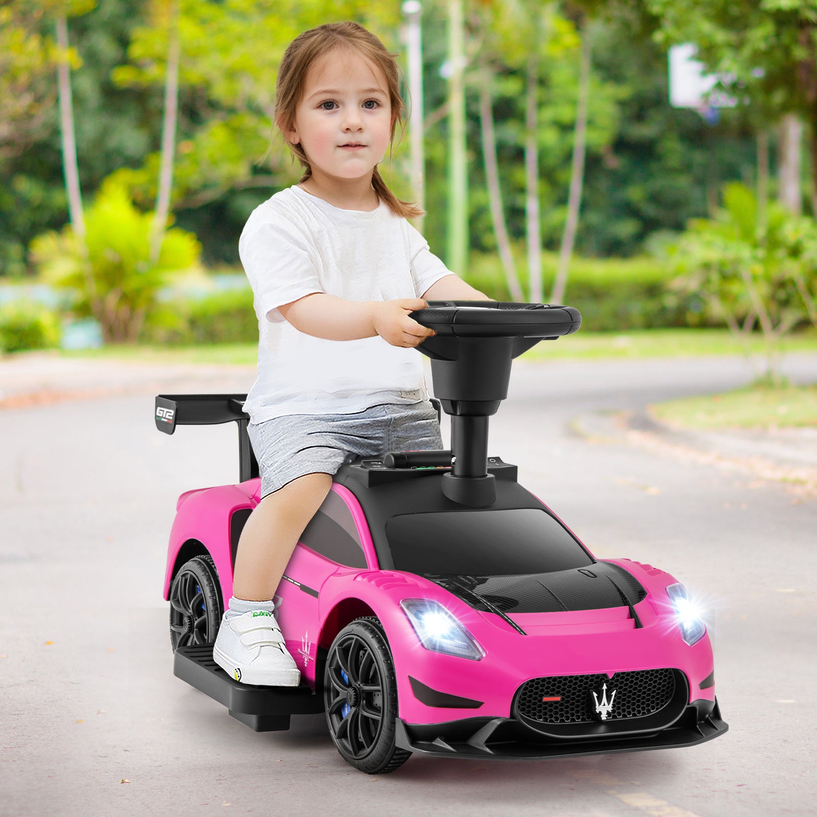 6V Electric Kids Ride on Push Car Maserati Licensed with Foot Pedal and Music, Pink Powered Ride On Toys at Gallery Canada