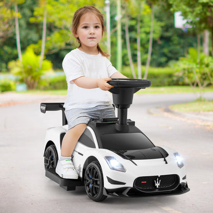 6V Electric Kids Ride on Push Car Maserati Licensed with Foot Pedal and Music, White Powered Ride On Toys at Gallery Canada