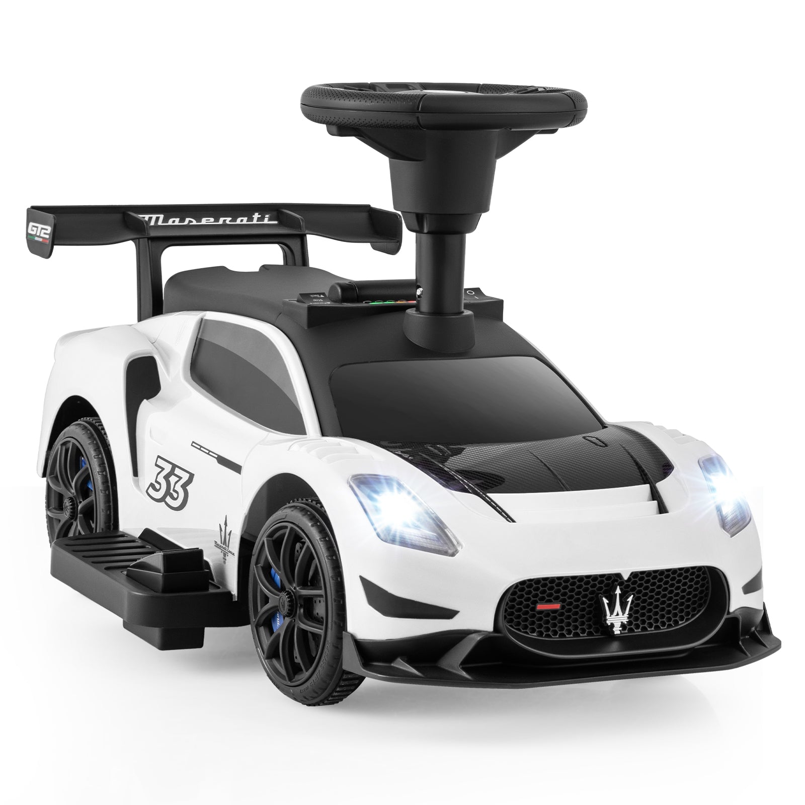 6V Electric Kids Ride on Push Car Maserati Licensed with Foot Pedal and Music, White Powered Ride On Toys at Gallery Canada