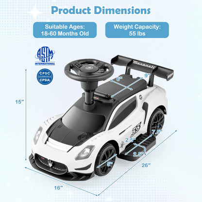 6V Electric Kids Ride on Push Car Maserati Licensed with Foot Pedal and Music, White Powered Ride On Toys at Gallery Canada
