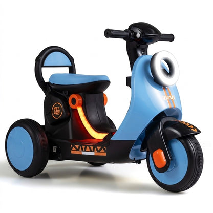 6V Electric Ride on Motorcycle with LED Headlight for Kids Aged 3-5 Years, Blue
