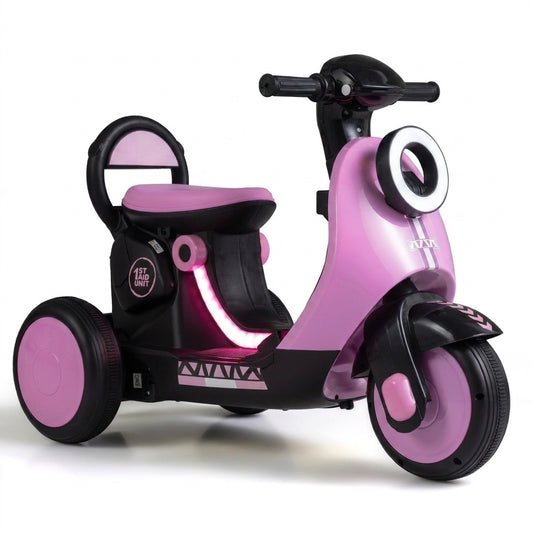 6V Kids Ride on Motorcycle, LED Headlight, Pink