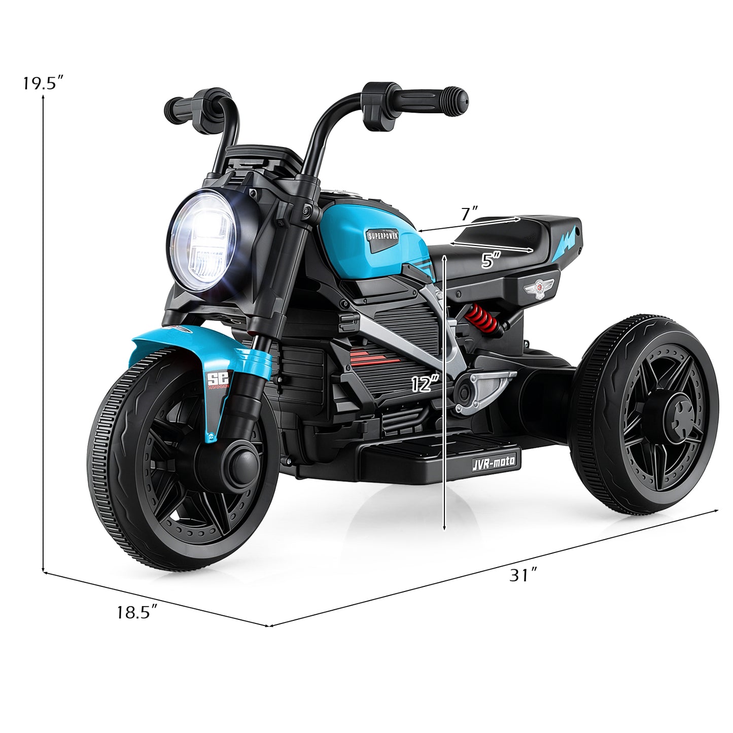 6V Kids Electric Motorcycle with LED Headlight and Music for Toddlers Aged 3-5, Blue Powered Ride On Toys at Gallery Canada