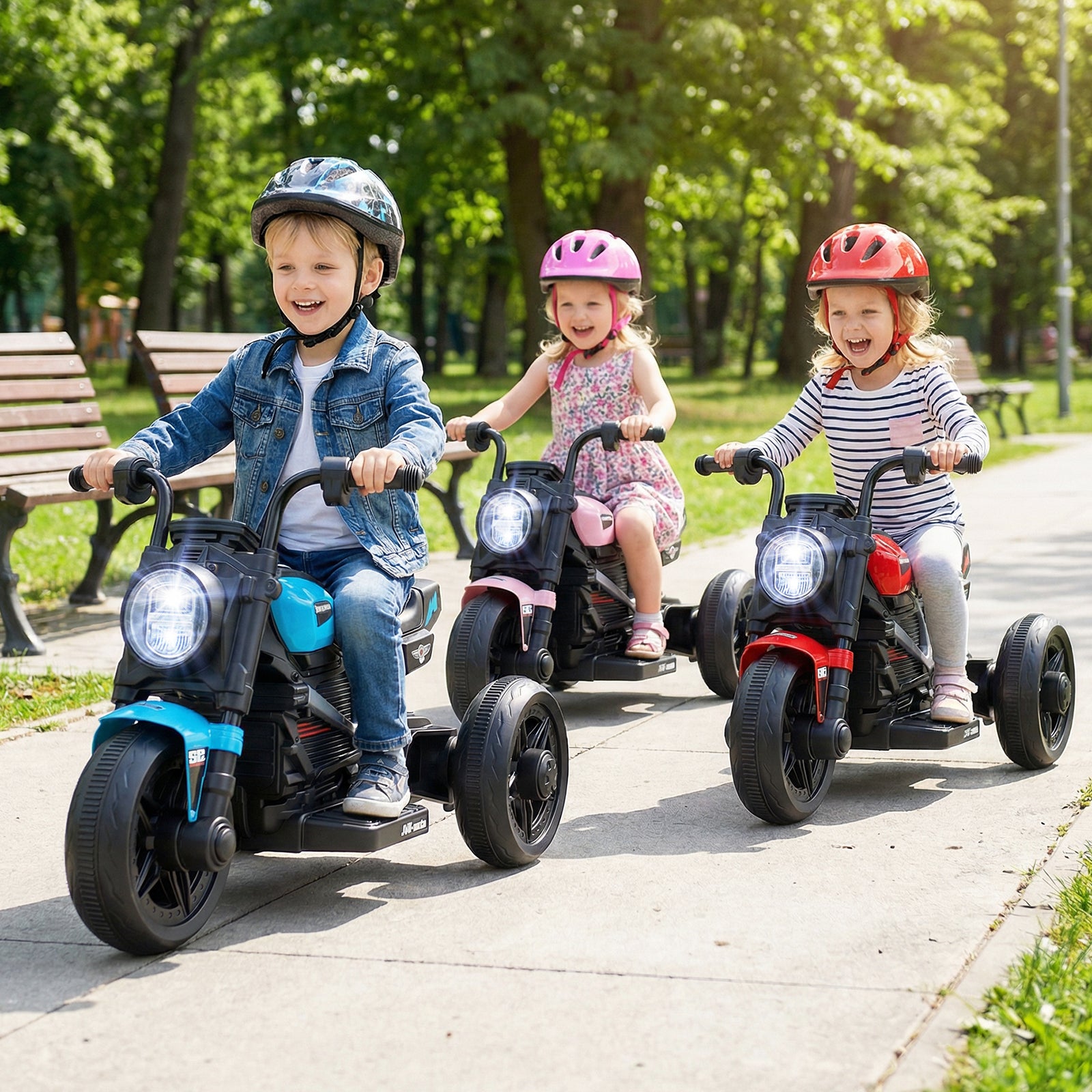 6V Kids Electric Motorcycle with LED Headlight and Music for Toddlers Aged 3-5, Blue Powered Ride On Toys at Gallery Canada