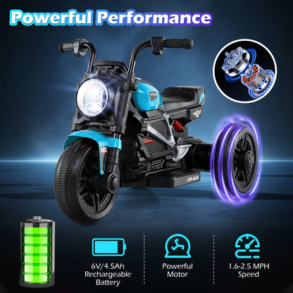 6V Kids Electric Motorcycle with LED Headlight and Music for Toddlers Aged 3-5, Blue Powered Ride On Toys at Gallery Canada