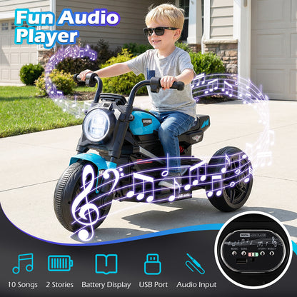 6V Kids Electric Motorcycle with LED Headlight and Music for Toddlers Aged 3-5, Blue Powered Ride On Toys at Gallery Canada