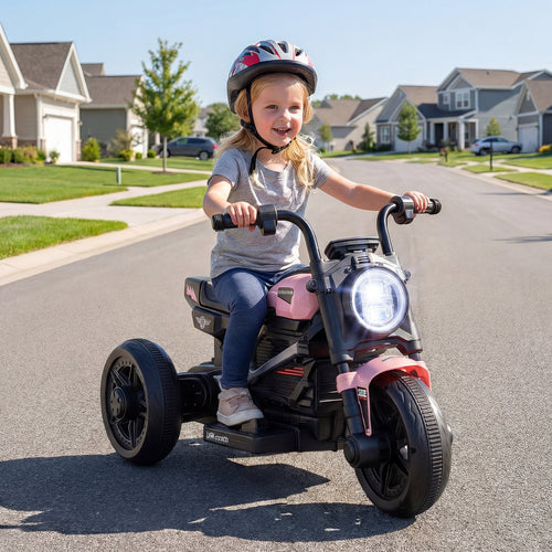 6V Kids Electric Motorcycle with LED Headlight and Music for Toddlers Aged 3-5, Pink