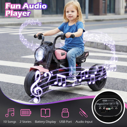 6V Kids Electric Motorcycle with LED Headlight and Music for Toddlers Aged 3-5, Pink Powered Ride On Toys at Gallery Canada