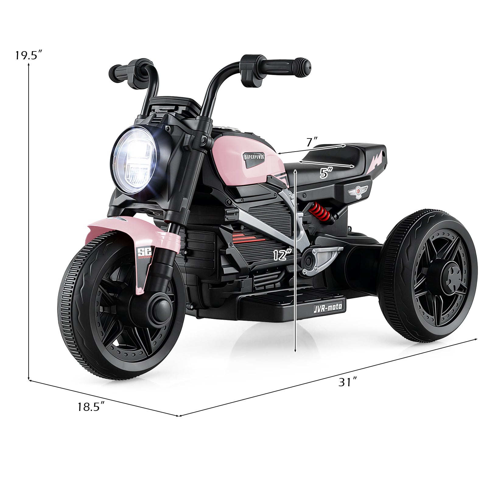 6V Kids Electric Motorcycle with LED Headlight and Music for Toddlers Aged 3-5, Pink Powered Ride On Toys at Gallery Canada