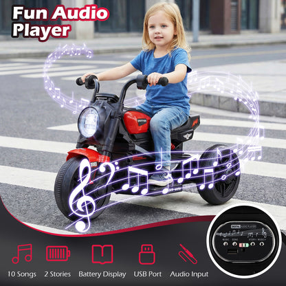 6V Kids Electric Motorcycle with LED Headlight and Music for Toddlers Aged 3-5, Red Powered Ride On Toys at Gallery Canada