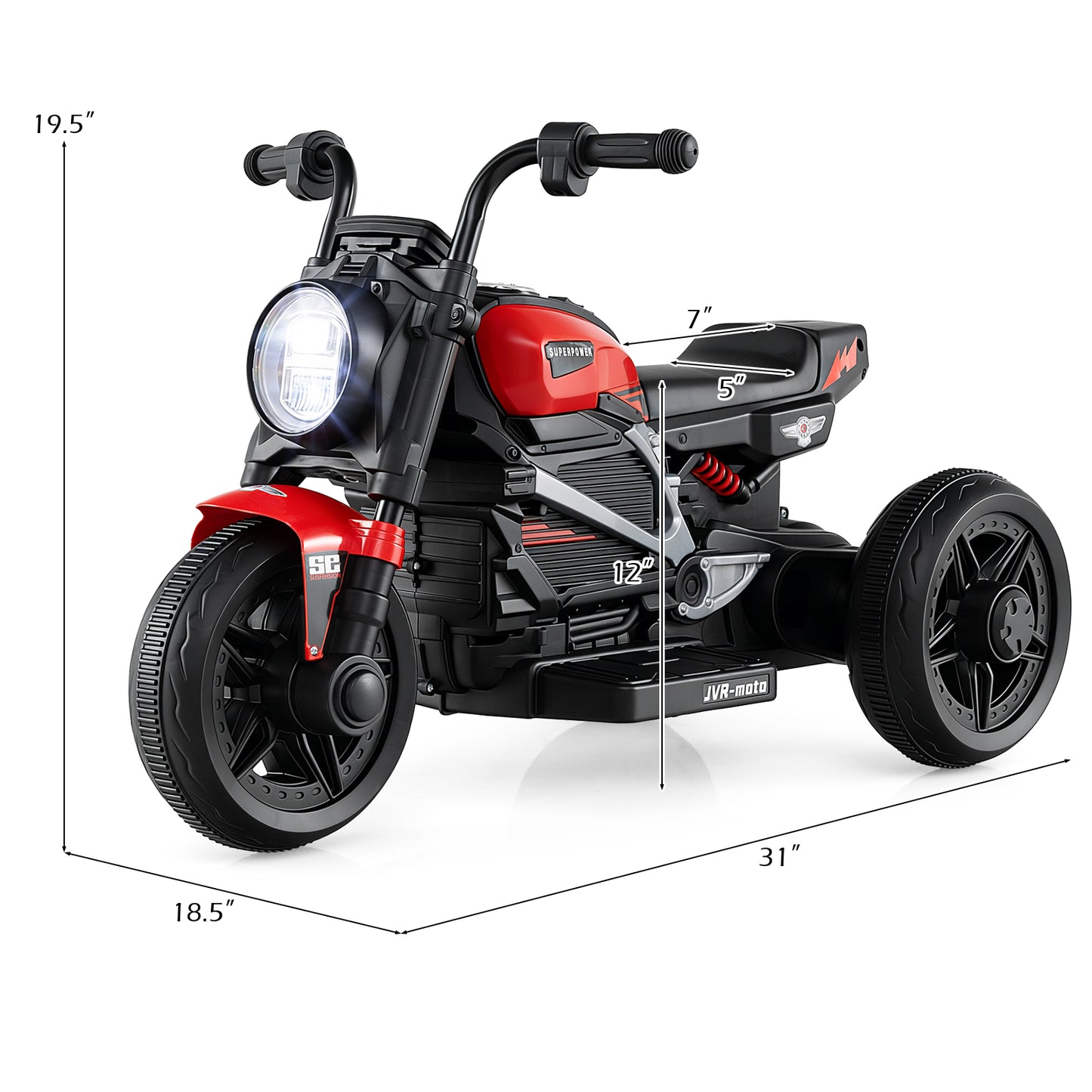 6V Kids Electric Motorcycle with LED Headlight and Music for Toddlers Aged 3-5, Red Powered Ride On Toys at Gallery Canada