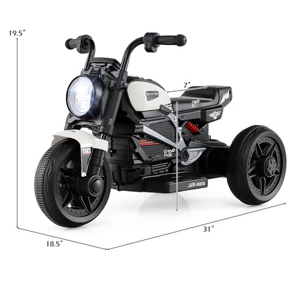 6V Kids Electric Motorcycle with LED Headlight and Music for Toddlers Aged 3-5, White Powered Ride On Toys at Gallery Canada