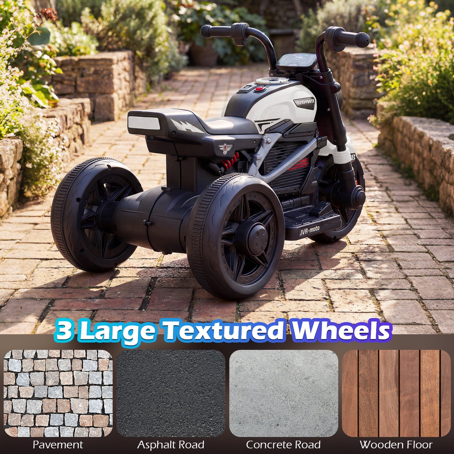 6V Kids Electric Motorcycle with LED Headlight and Music for Toddlers Aged 3-5, White Powered Ride On Toys at Gallery Canada